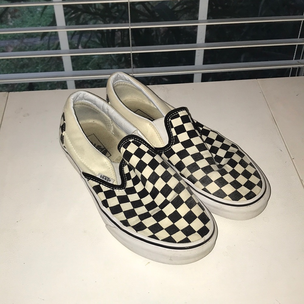 Checkered slip on vans